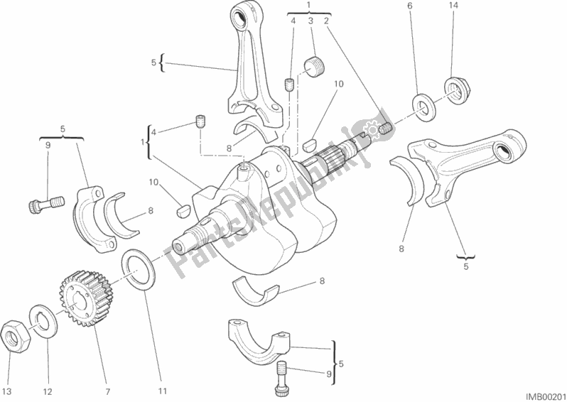 All parts for the Crankshaft of the Ducati Monster 795 ABS Red Stripe CHN-Thailand 2015